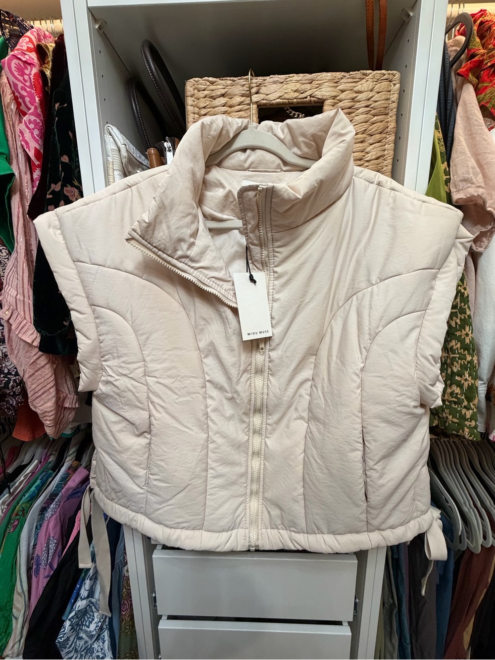 Miou Muse Cream Oversized Puffer Vest M/L NWT